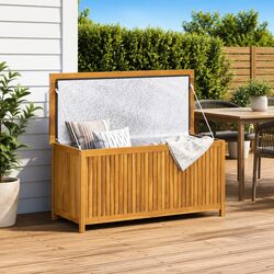 Garden Storage Box 120x50x58 cm Outdoor Teak Wood Chest Bench Seat
