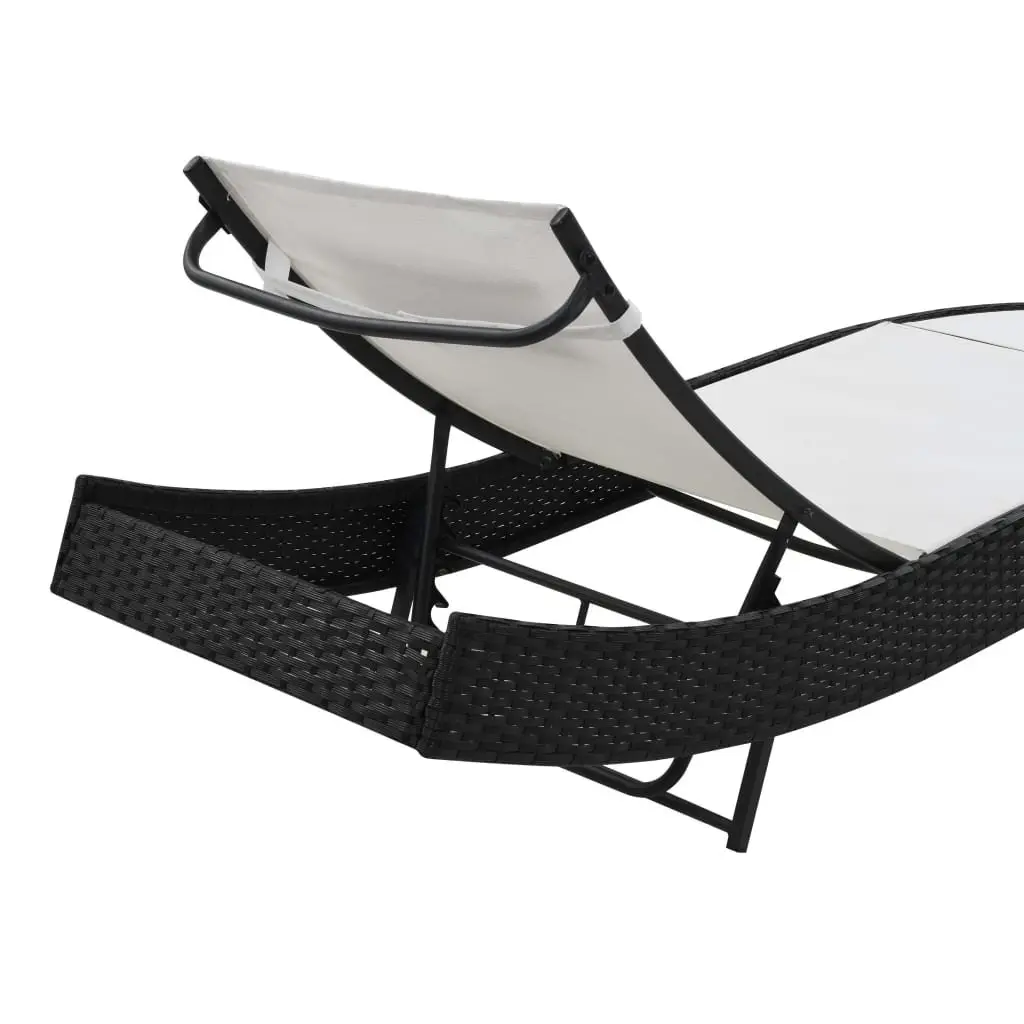 Sun Lounger Adjustable Backrest Outdoor Reclining Chair Black