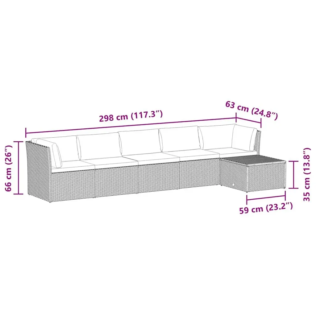 4 Piece Garden Lounge Sofa Set Chairs Footrest Outdoor Patio Rattan Cushions