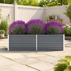 Raised Garden Bed Galvanised Steel 160x40x45cm Grey Outdoor Planter Box
