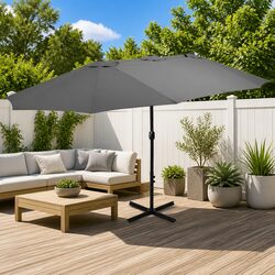 Double-Top Garden Parasol Outdoor Sunshade 460x270cm Crank Anthracite