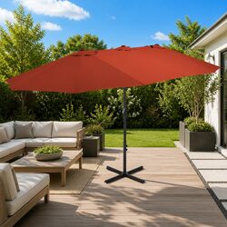 Garden Parasol 460x270 cm Double-Top Outdoor Umbrella Shade Crank Brown