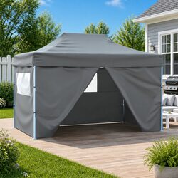 Foldable Pop-Up Tent 3x4.5m with 4 Side Walls Outdoor Canopy Gazebo Anthracite