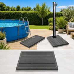 WPC Floor Element Pool Ladder Base Solar Shower Non-slip Grey Outdoor Board