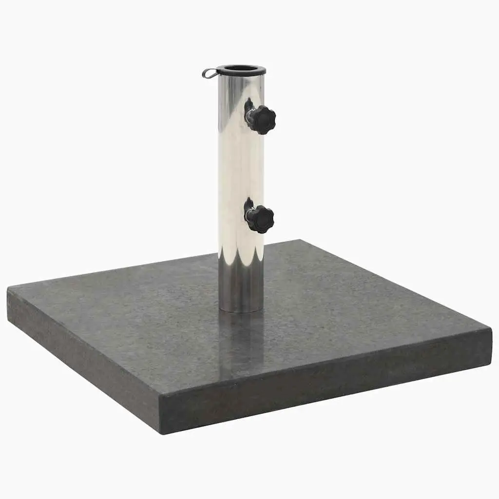 Parasol Base Square Black Granite Outdoor Umbrella Stand Stainless Steel Tube