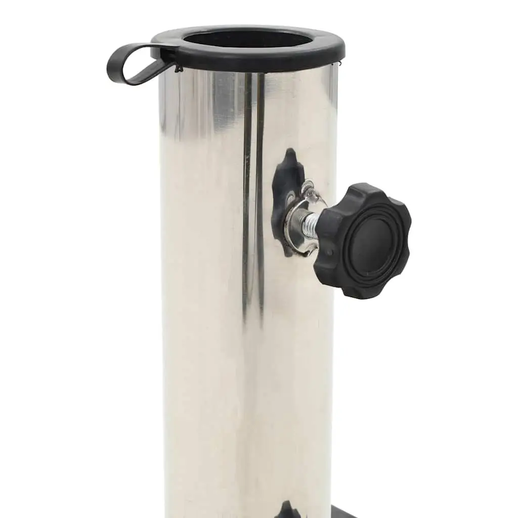 Parasol Base Square Black Granite Outdoor Umbrella Stand Stainless Steel Tube