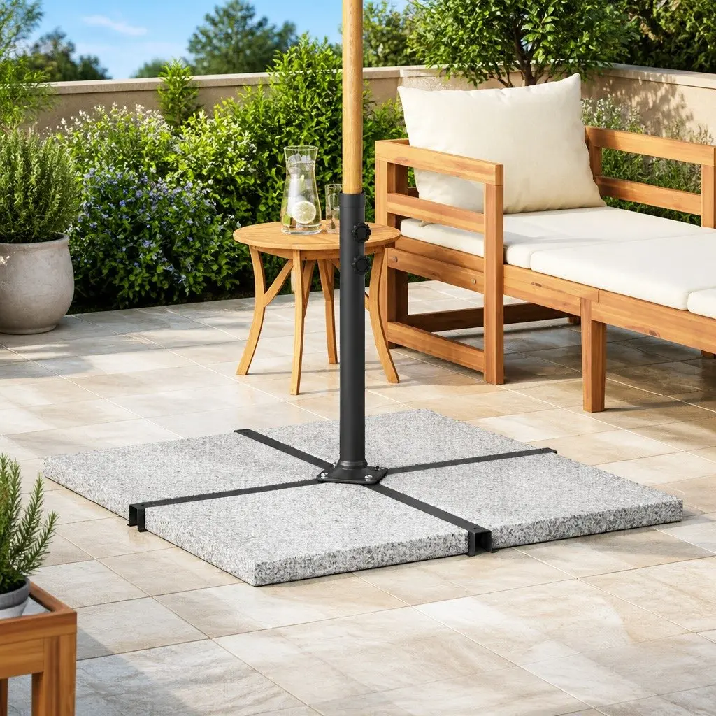 Umbrella Weight Plate Square 25 kg Grey Outdoor Parasol Base Stabilizer