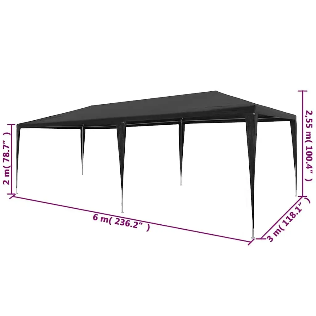 Party Tent Outdoor Canopy 3x6m Anthracite PE Garden Shelter