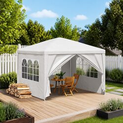 Party Tent 3x3 m White Outdoor Canopy Gazebo Garden Marquee Shelter Panels Door