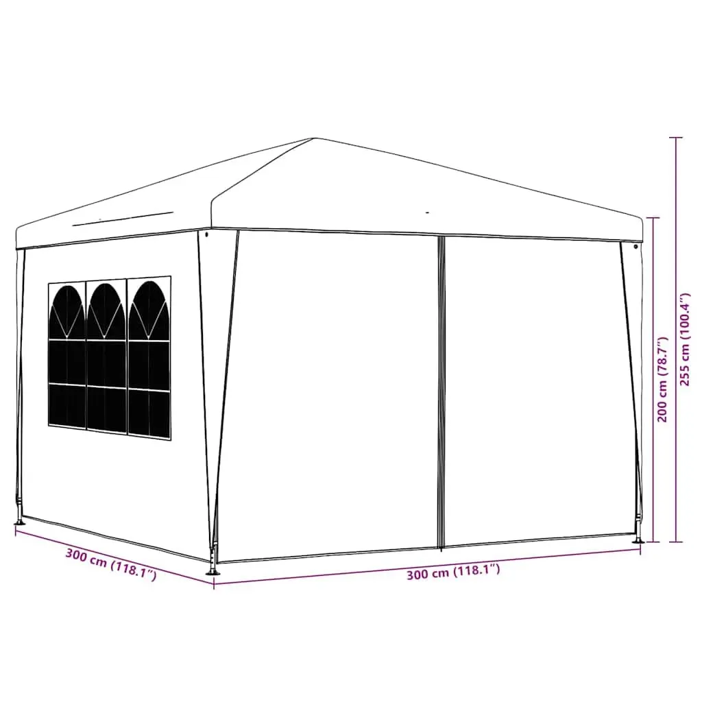 Party Tent Outdoor Canopy 3x3 m White UV Water Resistant Polyethylene Steel Frame
