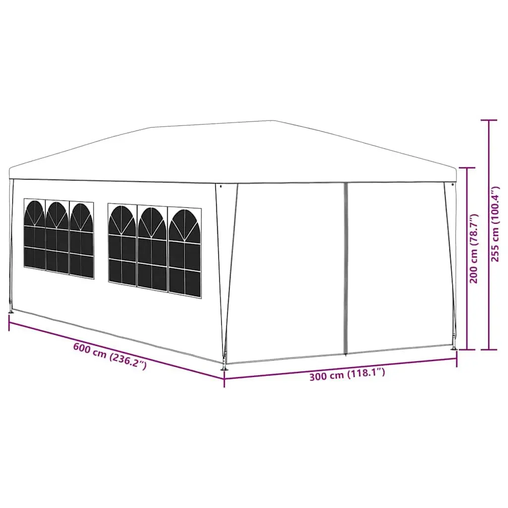 Party Tent Green Outdoor Gazebo 3x6m UV and Water Resistant Polyethylene with Side Panels