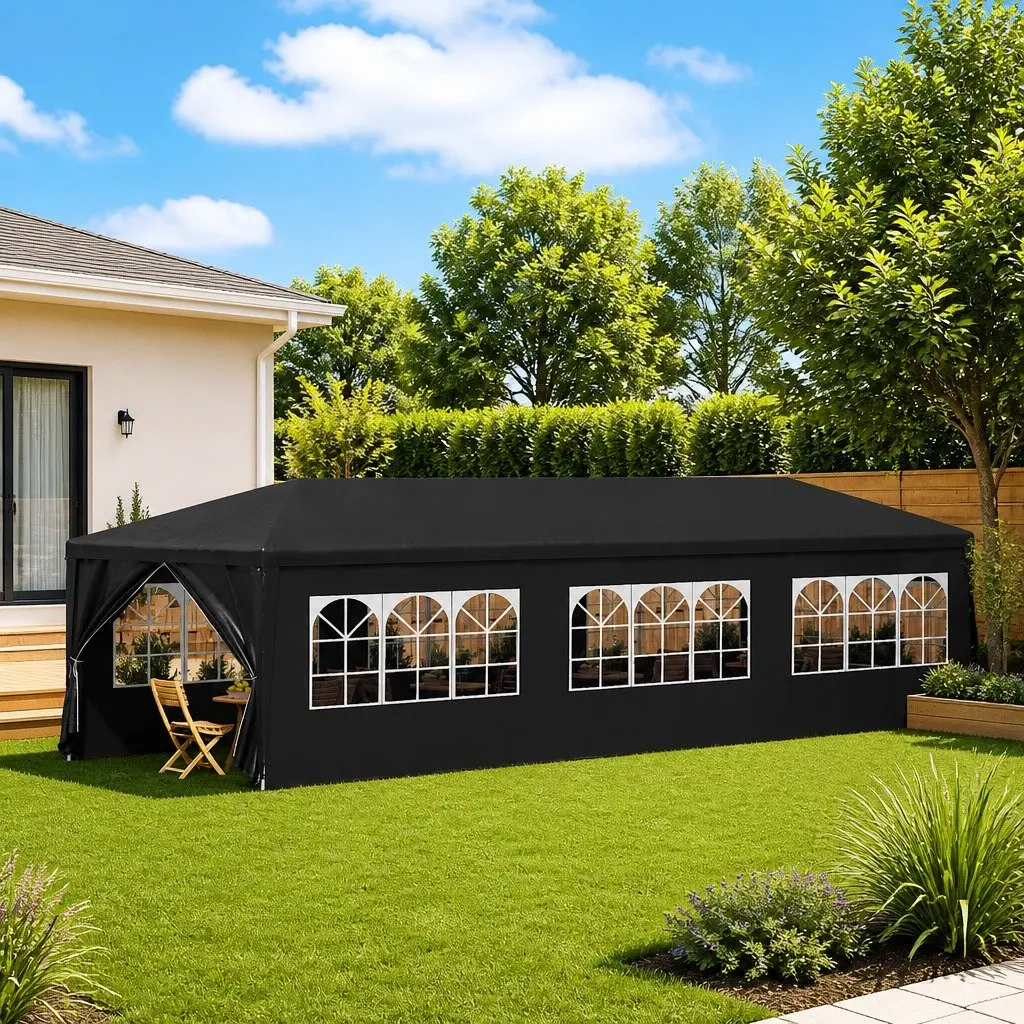 Party Tent UV Water-Resistant 3x9m Anthracite Garden Shelter with Side Panels