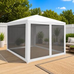 Party Tent with Mesh Sidewalls 3x3m Outdoor Canopy Gazebo Wedding Events