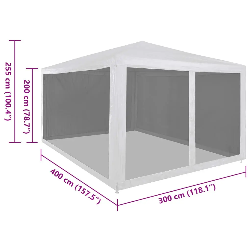 Party Tent Outdoor Gazebo 4x3m White with Mesh Sidewalls for Insect Protection