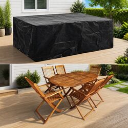 Outdoor Furniture Cover 242x162x100cm Black Garden Protection with Eyelets Rope