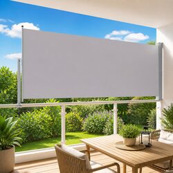 Retractable Side Awning 140 x 300 cm Patio Balcony Privacy Screen Grey Outdoor