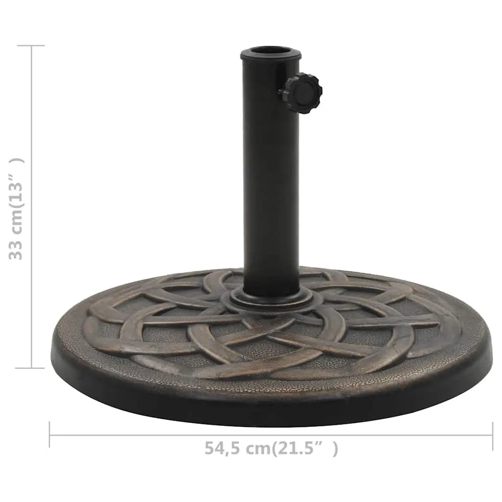 Parasol Base Round Weather-Resistant Polyresin Outdoor Umbrella Stand Brown