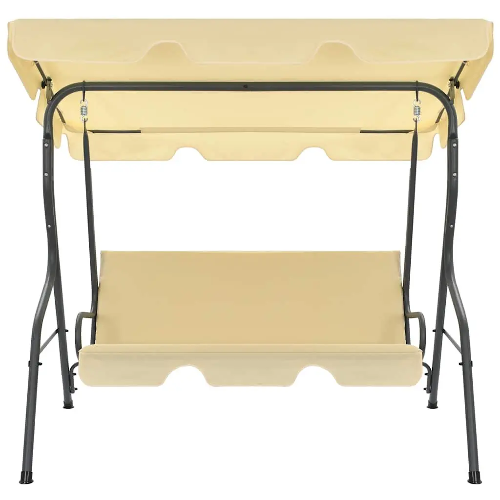 Garden Swing Bench Outdoor Patio Canopy Shade White Powder-Coated Steel Water-Resistant Polyester
