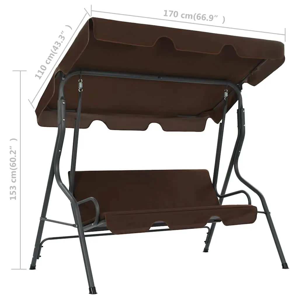 Garden Swing Bench with Canopy Outdoor Porch Seat Brown