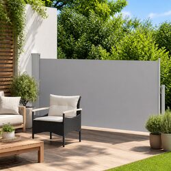 Retractable Side Awning 140 x 300 cm Outdoor Patio Garden Sunshade Screen Grey