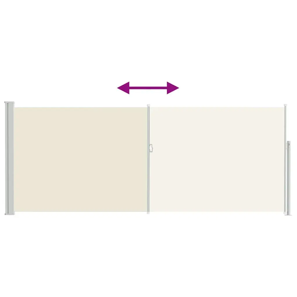 Retractable Side Awning Privacy Screen 117x314cm Cream UV-Proof Tear-Resistant Water-Resistant Polyester