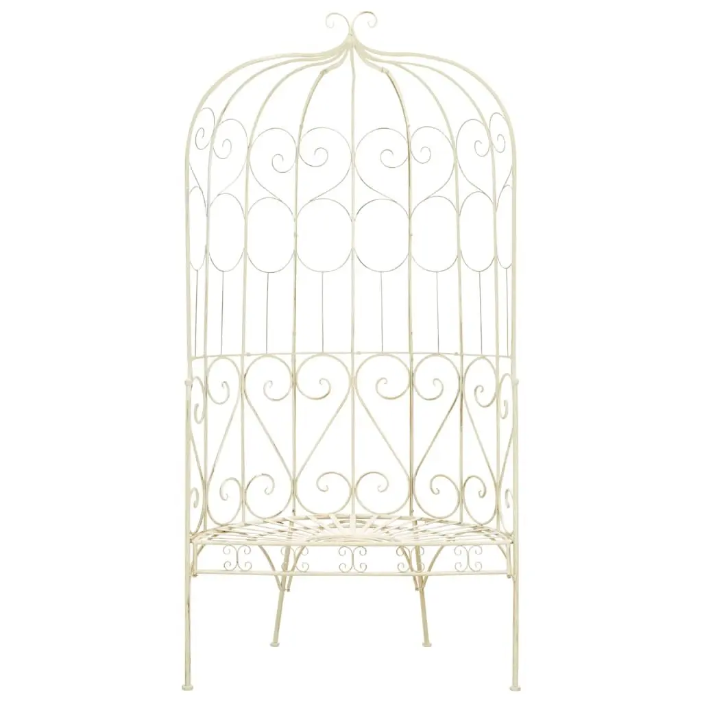 Outdoor Garden Bench 95cm Antique Style Wrought Iron White Patio Seating