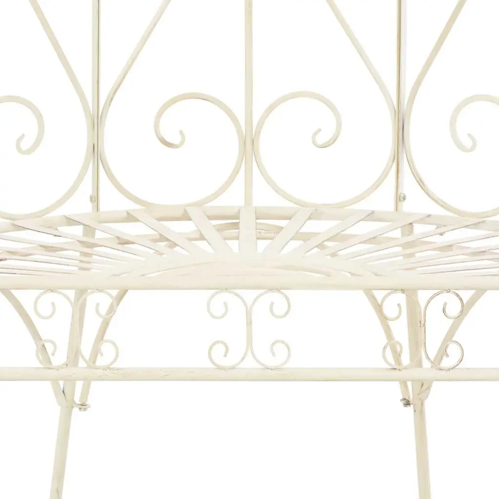 Outdoor Garden Bench 95cm Antique Style Wrought Iron White Patio Seating