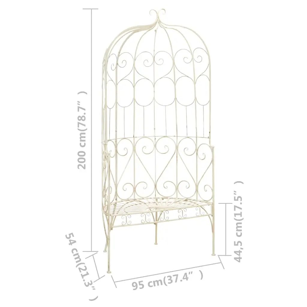 Outdoor Garden Bench 95cm Antique Style Wrought Iron White Patio Seating