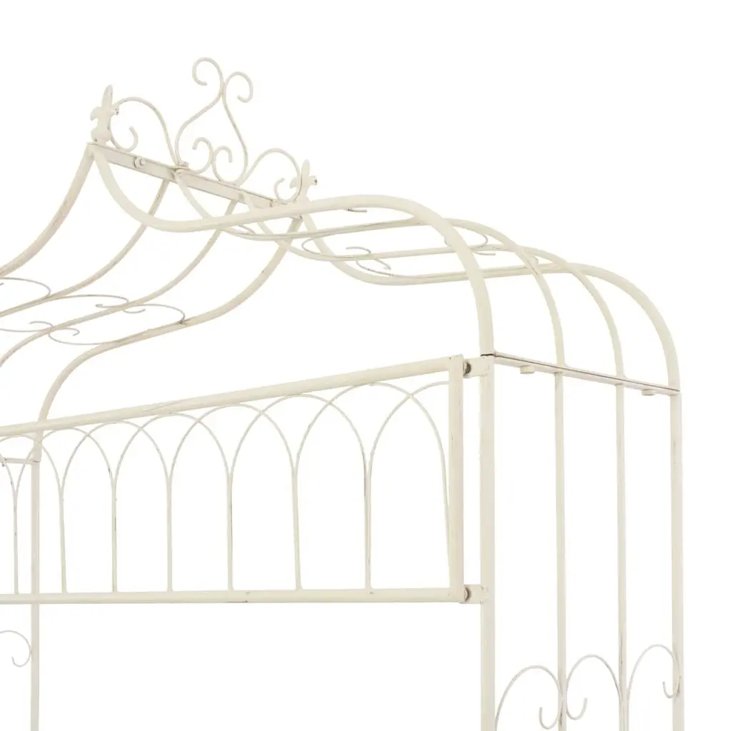 Garden Bench Antique Style 122cm White Wrought Iron Outdoor Seating