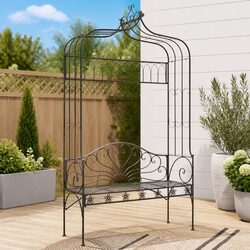 Outdoor Garden Bench 122cm Antique Brown Iron Patio Seating Furniture Decorative