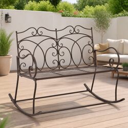Outdoor Garden Bench 104cm Iron Antique Brown Patio Seating Furniture Backyard