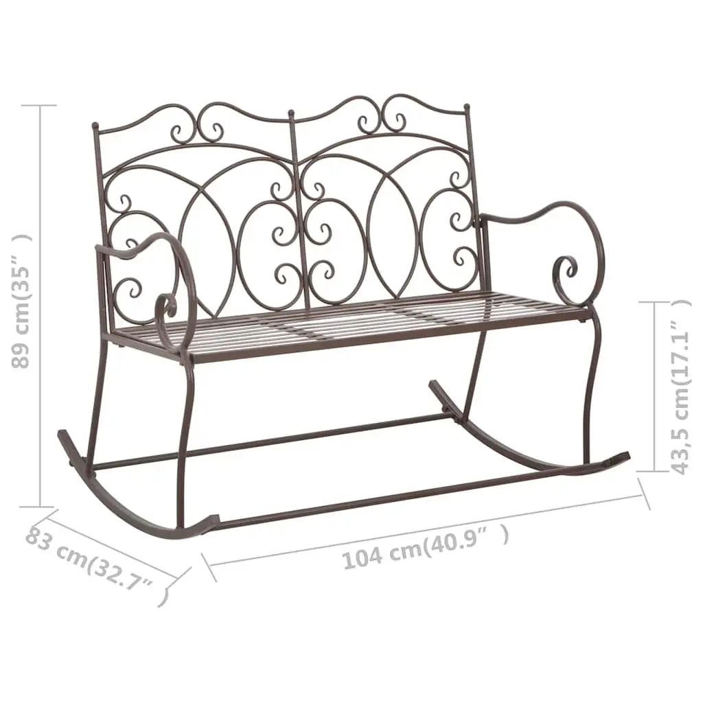 Outdoor Garden Bench 104cm Iron Antique Brown Patio Seating Furniture Backyard
