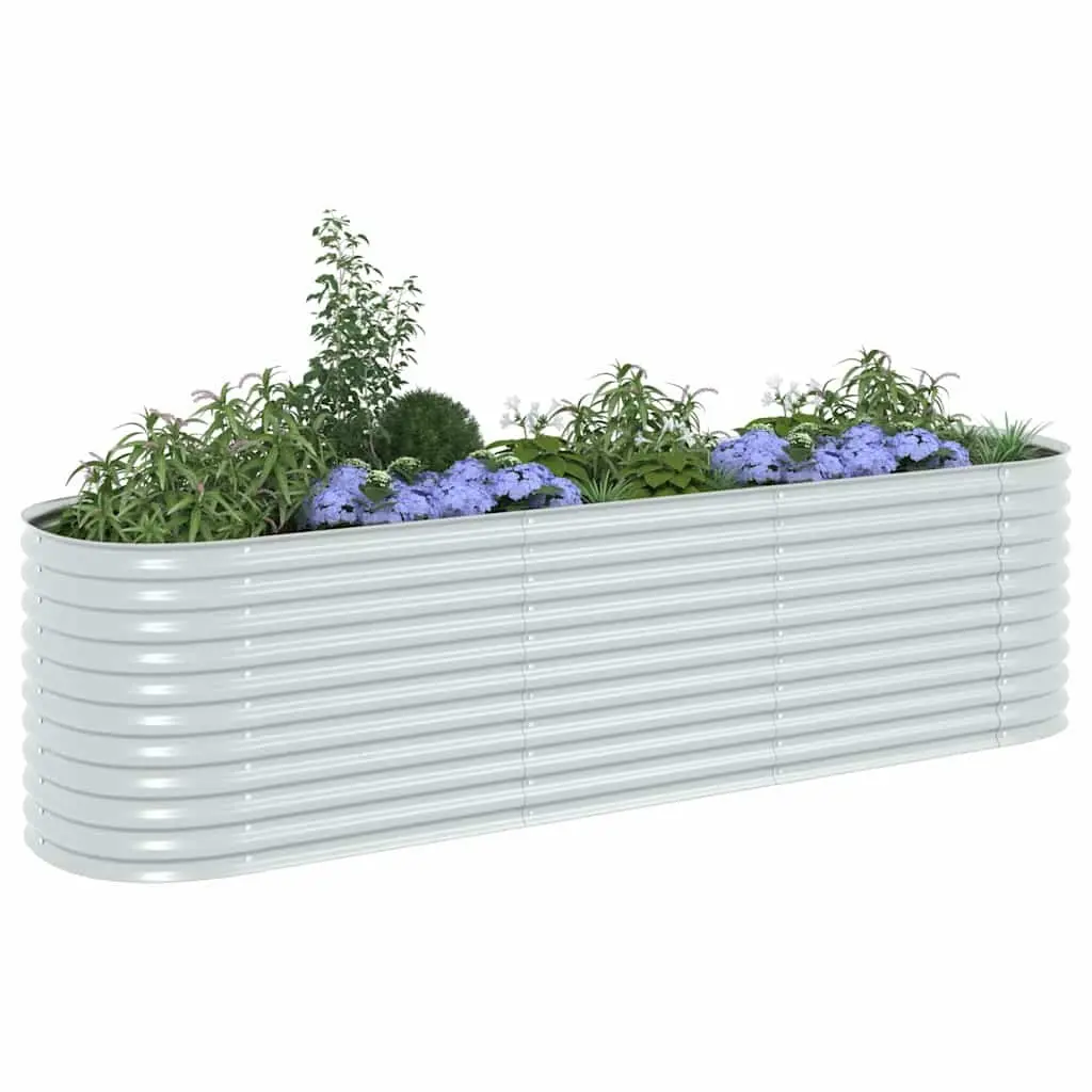 Galvanised Steel Garden Raised Bed Outdoor Planter Box 320x80x81cm Silver