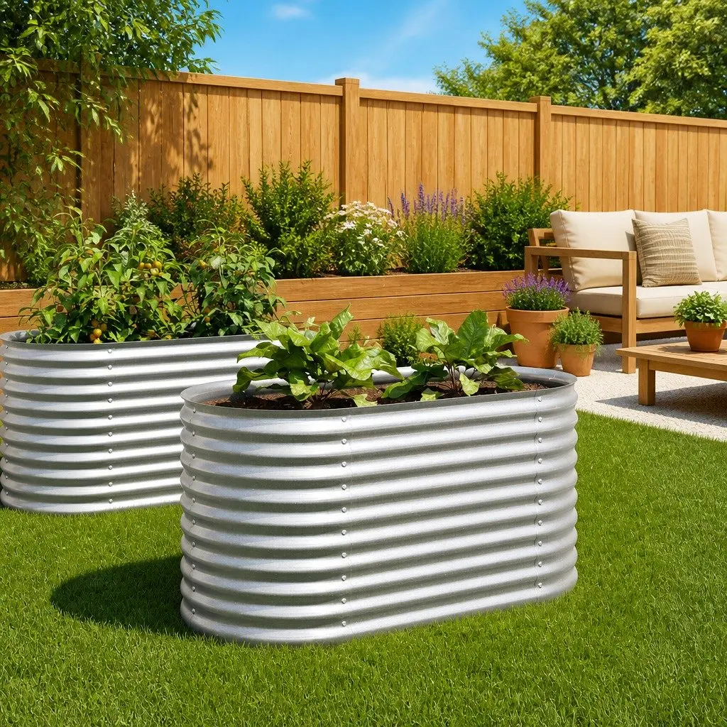 Raised Garden Bed Galvanised Steel 160x80x81 cm Silver Outdoor Planter Box
