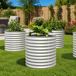 Raised Garden Bed 80x80x81 cm Silver Outdoor Planter Box Galvanised Steel