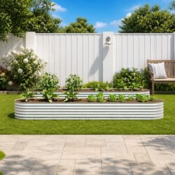 Garden Raised Bed 400x80x44 cm Galvanised Steel Planter Outdoor Silver