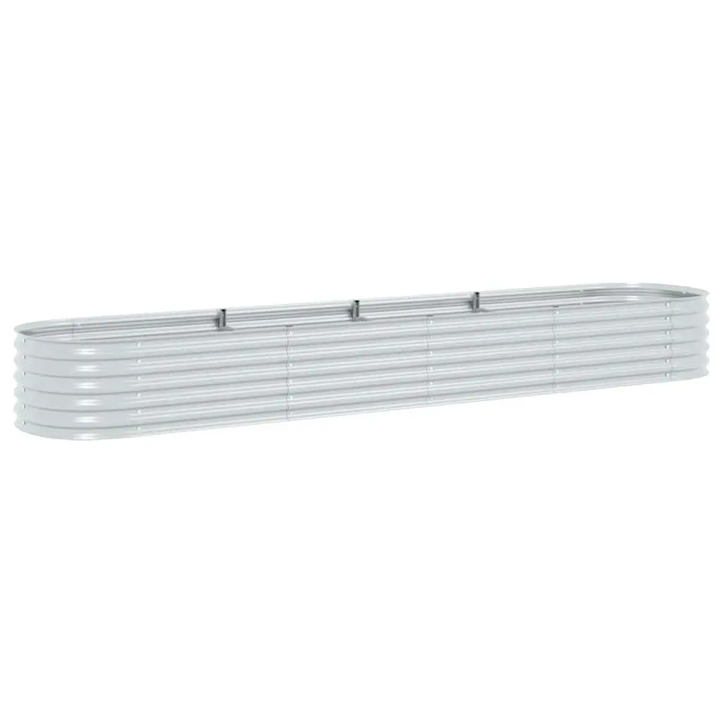Garden Raised Bed Galvanised Steel Planter 400x80x44 cm Outdoor Silver