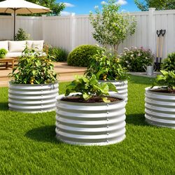 Galvanised Steel Garden Raised Bed 80x80x44 cm Silver Outdoor Planter Box