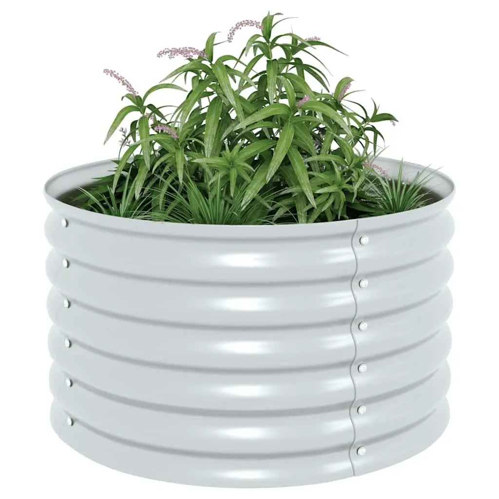 Galvanised Steel Raised Bed Weather Resistant 80x80x44 cm Silver Outdoor Planter Box