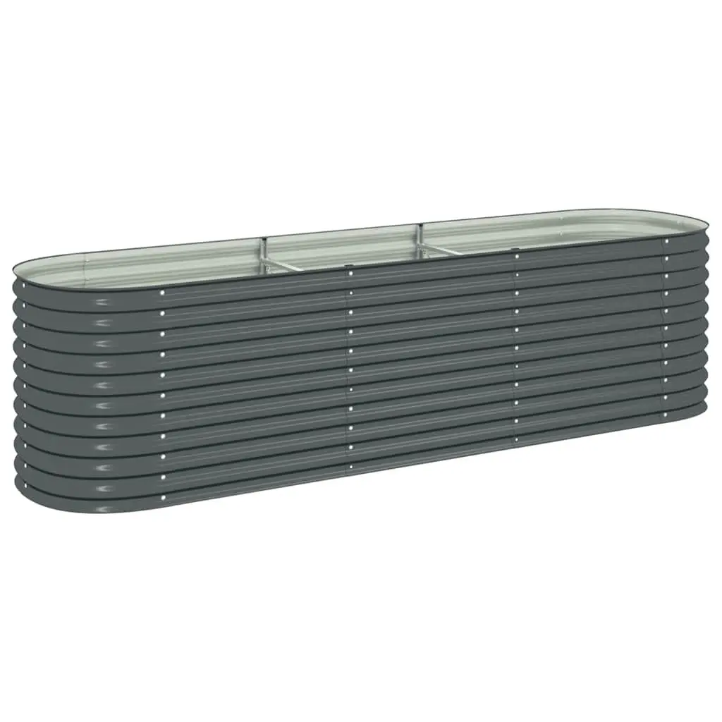 Galvanised Steel Raised Garden Bed Outdoor Planter Box 320x80x81 cm Grey