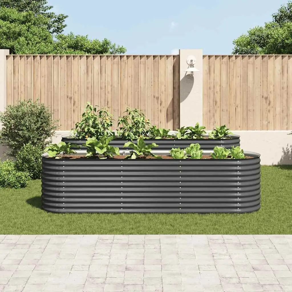 Galvanised Steel Raised Garden Bed Outdoor Planter Box 320x80x81 cm Grey