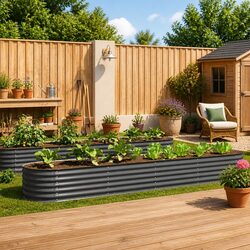 Galvanised Steel Garden Raised Bed 400x80x44 cm Outdoor Planter Box Grey
