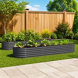Galvanised Steel Garden Raised Bed 320x80x44 cm Outdoor Planter Grey
