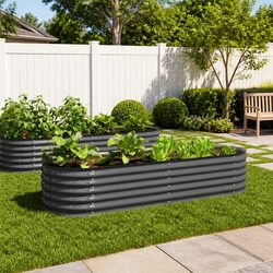 Garden Raised Bed 240x80x44 cm Galvanised Steel Planter Box Grey Outdoor