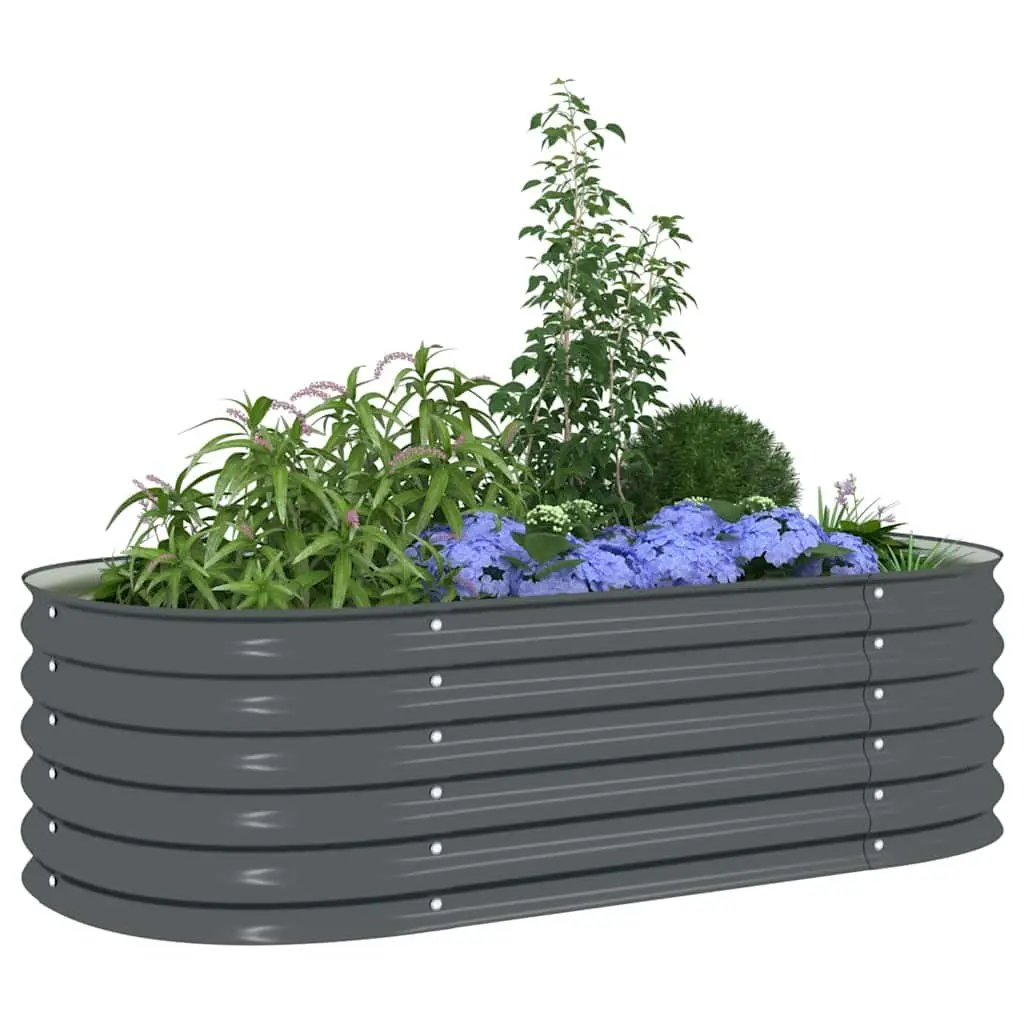 Garden Raised Bed Galvanised Steel Planter 160x80x44 cm Grey Outdoor