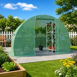 Greenhouse 4.5m² Galvanised Steel Frame PE Mesh Garden Plant House Ventilation