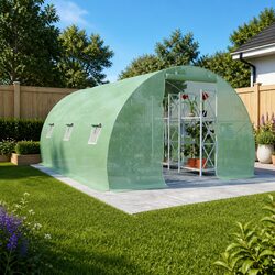 Greenhouse 13.5m² Garden Plant House Green Mesh Fabric Steel Frame Ventilation