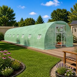 Greenhouse 36 m² Galvanised Steel Frame PE Mesh Garden Plant House with Windows