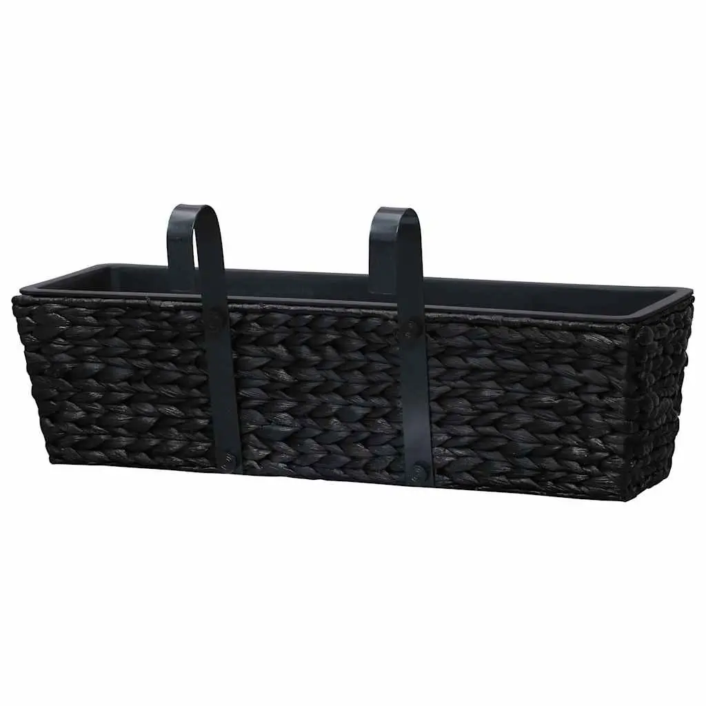 Water Hyacinth Planters Set of 2 Black Indoor Garden Pots with Removable