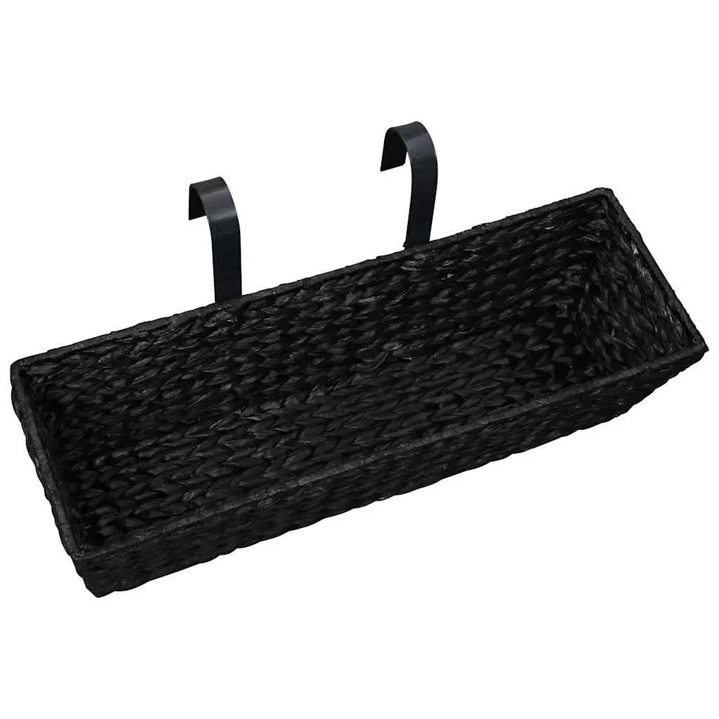 Water Hyacinth Planters Set of 2 Black Indoor Garden Pots with Removable